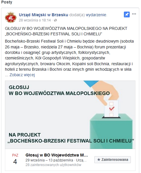 Zgarnij nagrody- udostępnij bocheńsko-brzeski projekt na swoim FB!