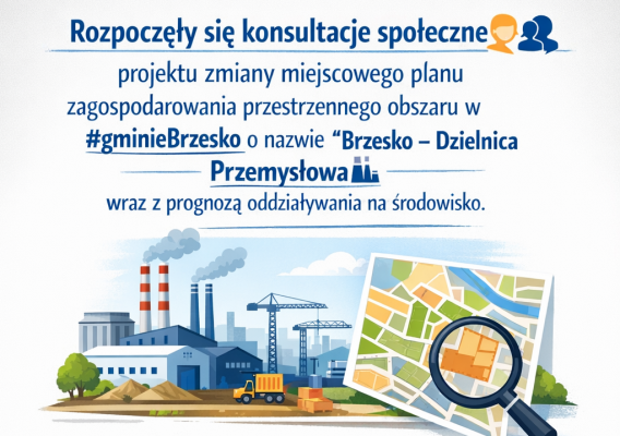 OGŁOSZENIE BURMISTRZA BRZESKA o rozpoczęciu konsultacji społecznych dotyczących projektu zmiany miejscowego planu zagospodarowania