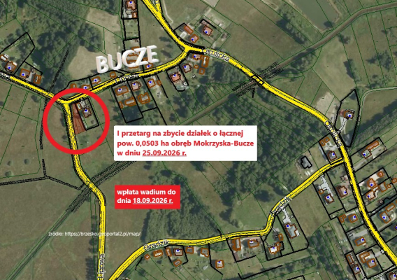 Przetarg na zbycie niezabudowanej nieruchomości gruntowej przy ul. Lipowej w Buczu