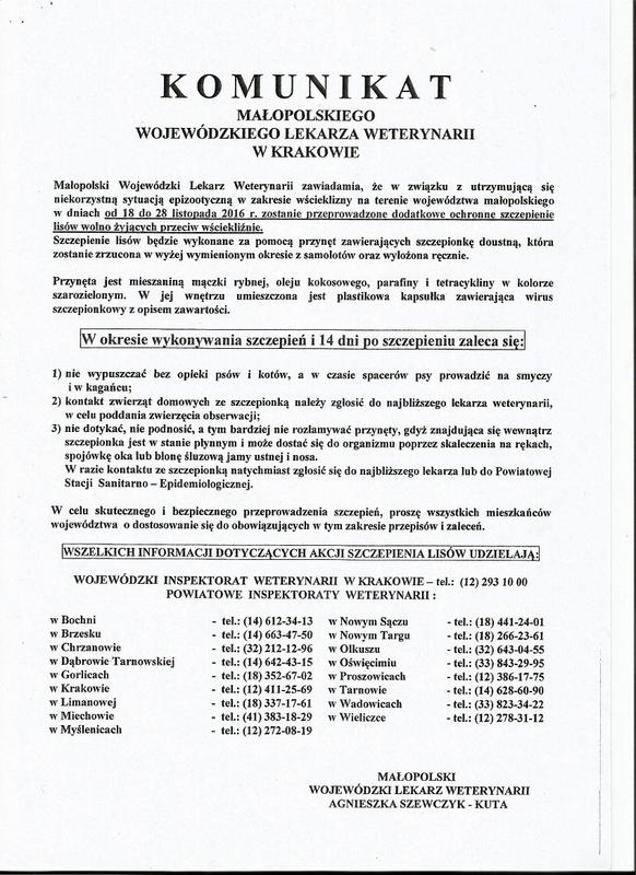 Komunikat dla mieszkańców