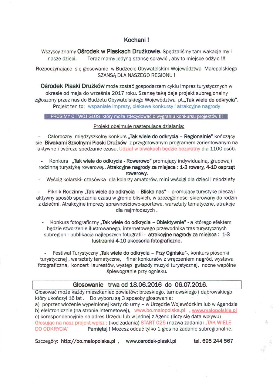 Szansa dla ośrodka w Piaskach Drużkowie