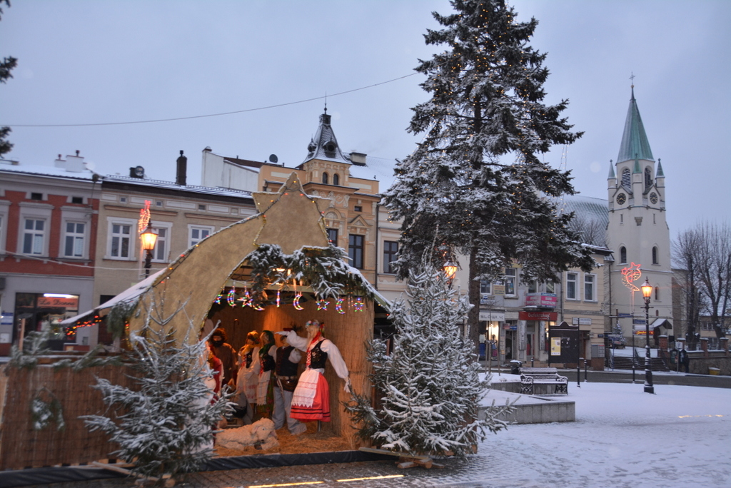 Żywa szopka na rynku