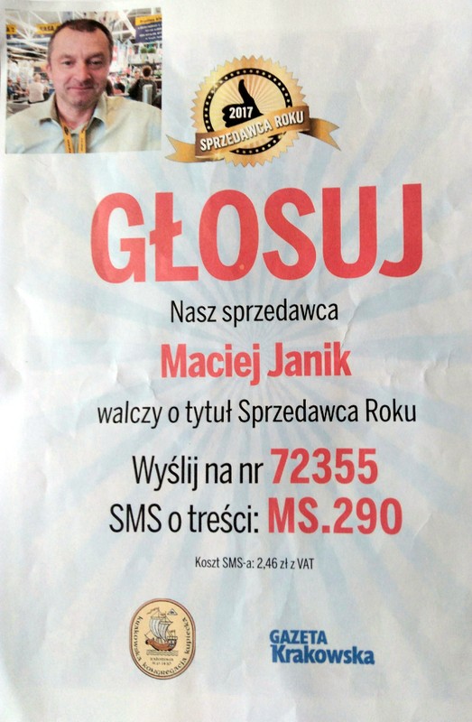 Głosuj na Maćka Janika-sprzedawcę roku
