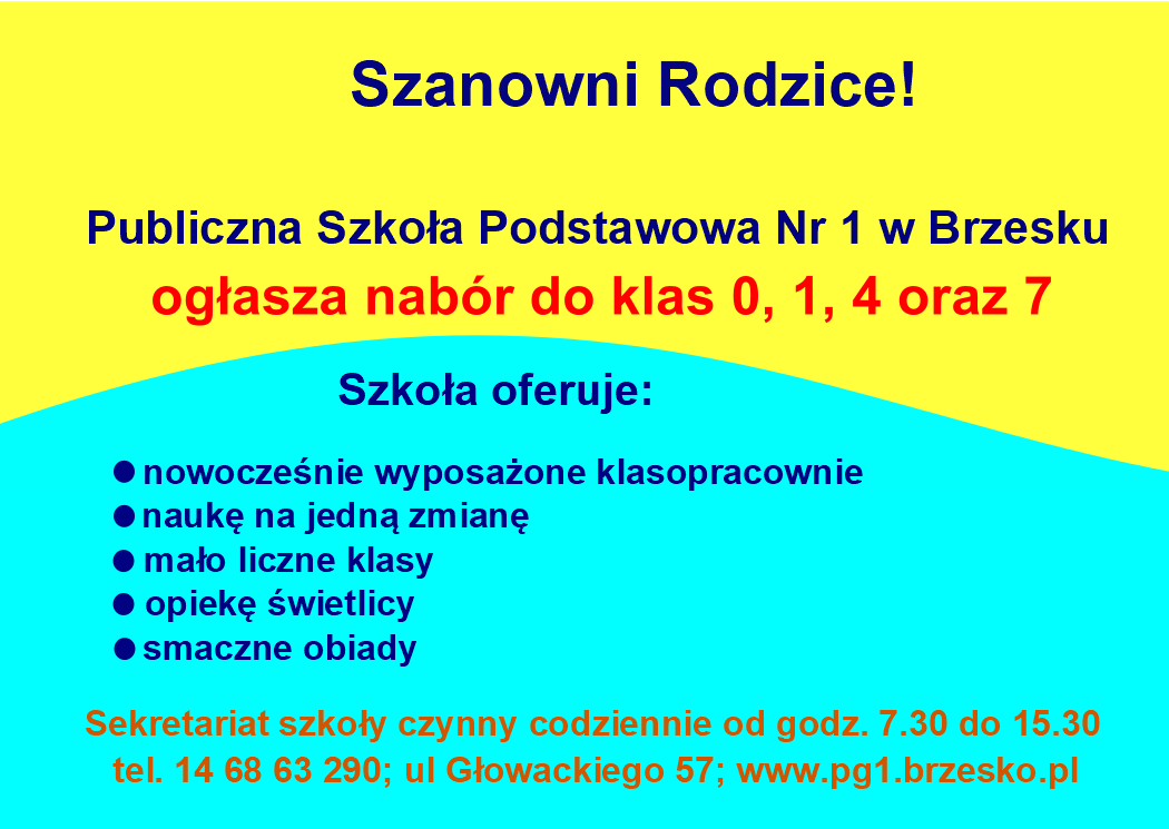 Szkoła podstawowa nr 1 zaprasza