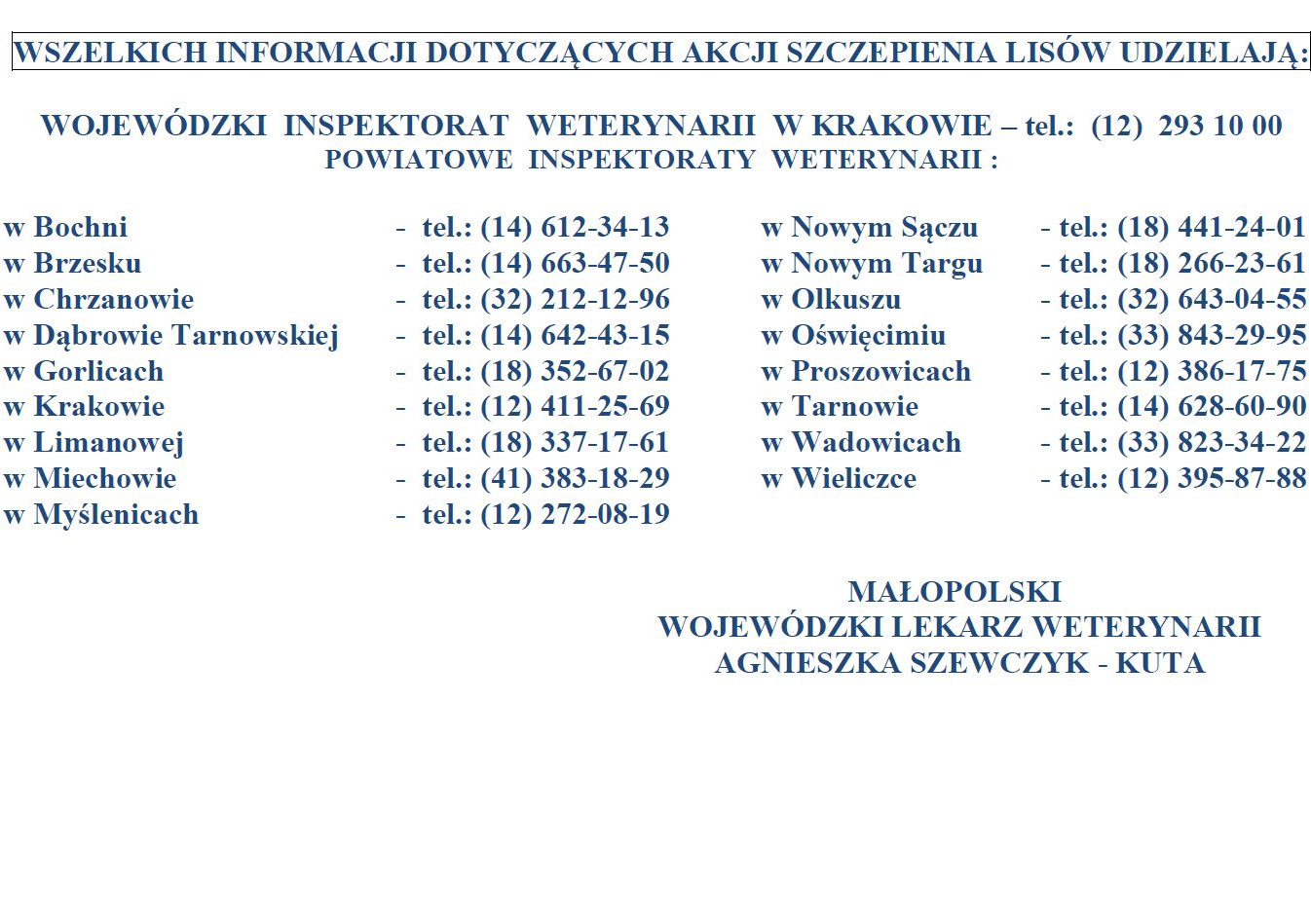 UWAGA! Zmiana terminu szczepienia lisów