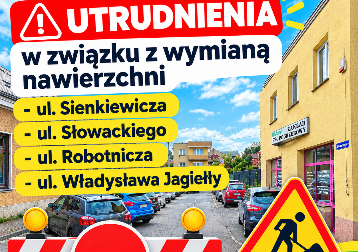 Utrudnienia w ruchu drogowym w związku z wymianą nawierzchni