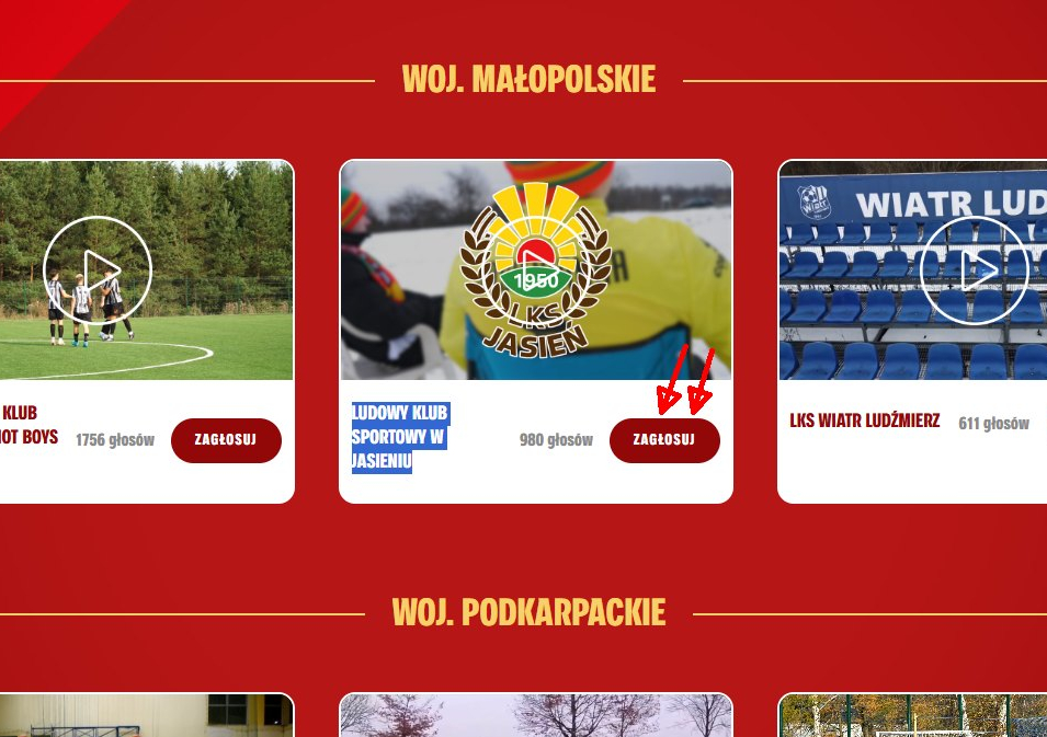 Głosowanie na LKS „Jasienianka” Jasień