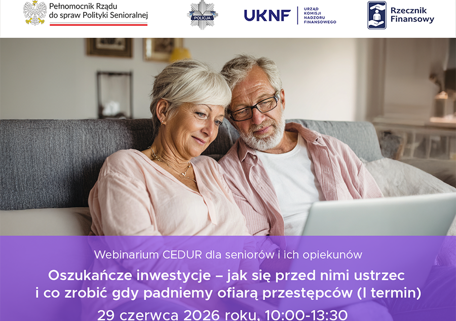 "Oszukańcze inwestycje" - webinar dla seniorów -