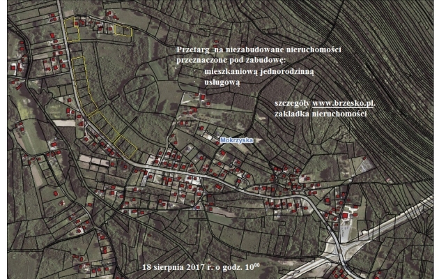 Przetarg ustny na zbycie nieruchomości gruntowej w Mokrzyskach
