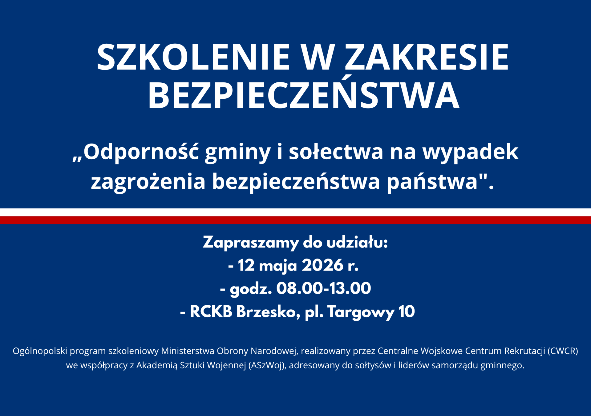 Szkolenie w zakresie bezpieczeństwa – 12 maja 2026