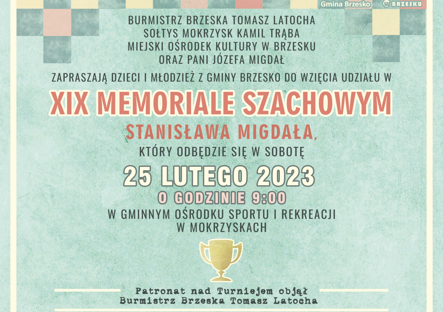 XIX MEMORIAŁ SZACHOWY STANISŁAWA MIGDAŁA – 25 LUTEGO 2023