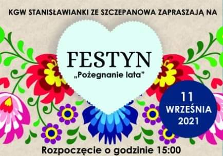Zaproszenie na festyn "Pożegnanie lata" w Szczepanowie