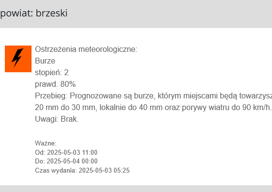 UWAGA ! BURZE