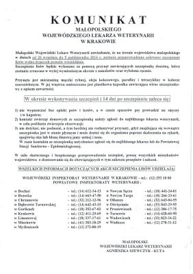 Komunikat lekarza weterynarii
