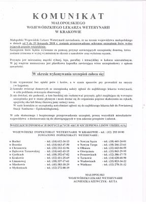 Ogłoszenie Inspekcji Weterynaryjnej