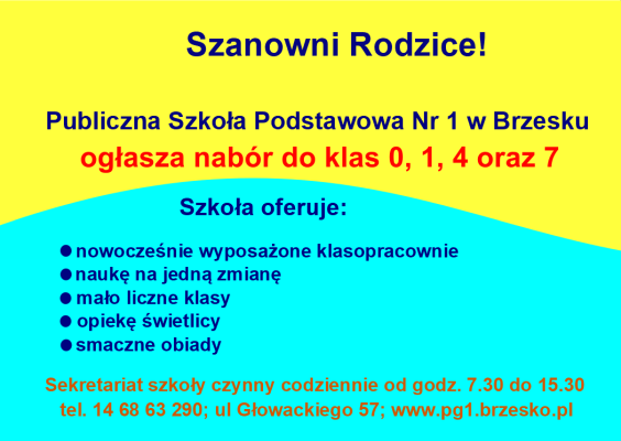 Szkoła podstawowa nr 1 zaprasza