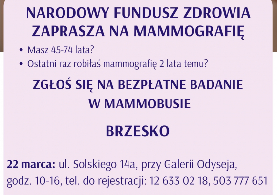 Zbadaj piersi w mammobusie za darmo!