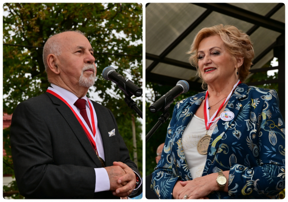 Halina Mrówka i Józef Pabian z Medalem na Wstędze