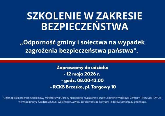 Szkolenie w zakresie bezpieczeństwa – 12 maja 2026
