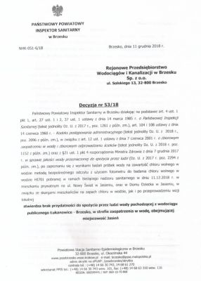 Pilne! Komunikat Powiatowego Inspektora Sanitarnego w Brzesku