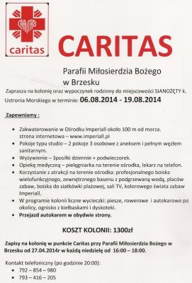 Oferta Caritas – lato 2014