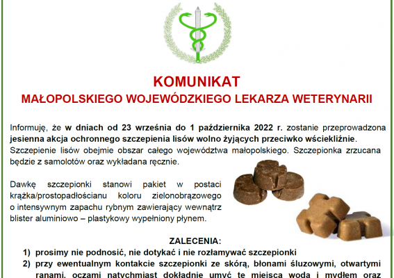 Informacja Powiatowego Lekarza Weterynarii