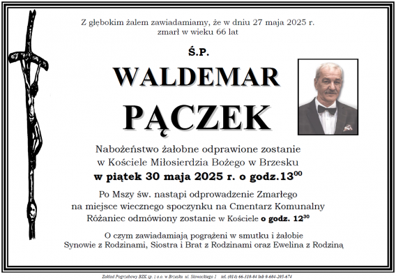 Nabożeństwo żałobne w intencji śp Waldemara Pączka