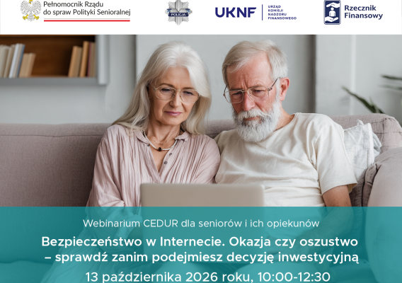 „Bezpieczeństwo w Internecie. Okazja czy oszustwo" - webinarium dla seniorów i ich opiekunów