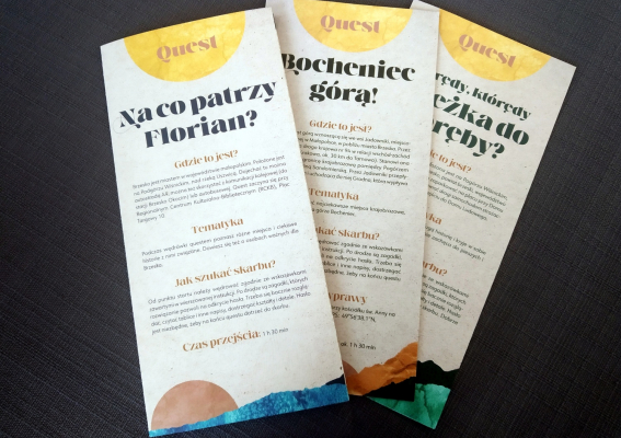 Nowe questy po Gminie Brzesko:  Na co patrzy Florian?; Bocheniec górą!; Którędy, którędy ścieżka do Poręby?