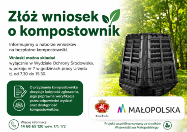 PRZEDŁUŻENIE NABORU WNIOSKÓW NA BEZPŁATNE KOMPOSTOWNIKI