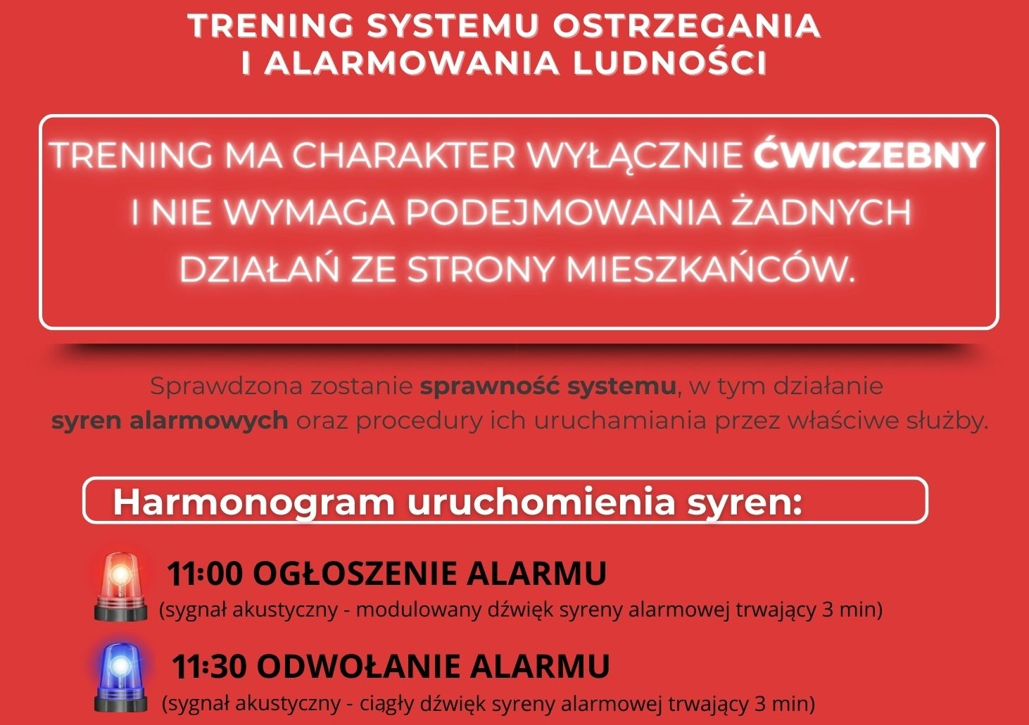 TRENING SYSTEMU OSTRZEGANIA I ALARMOWANIA LUDNOŚCI