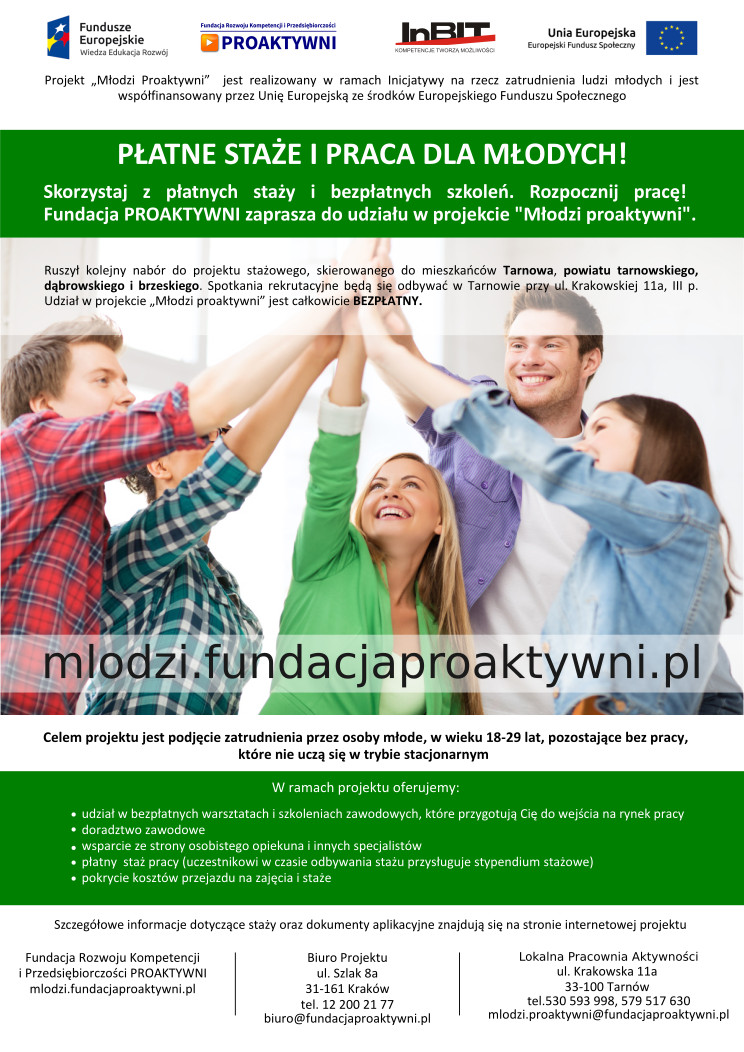 Płatne staże i praca dla młodych
