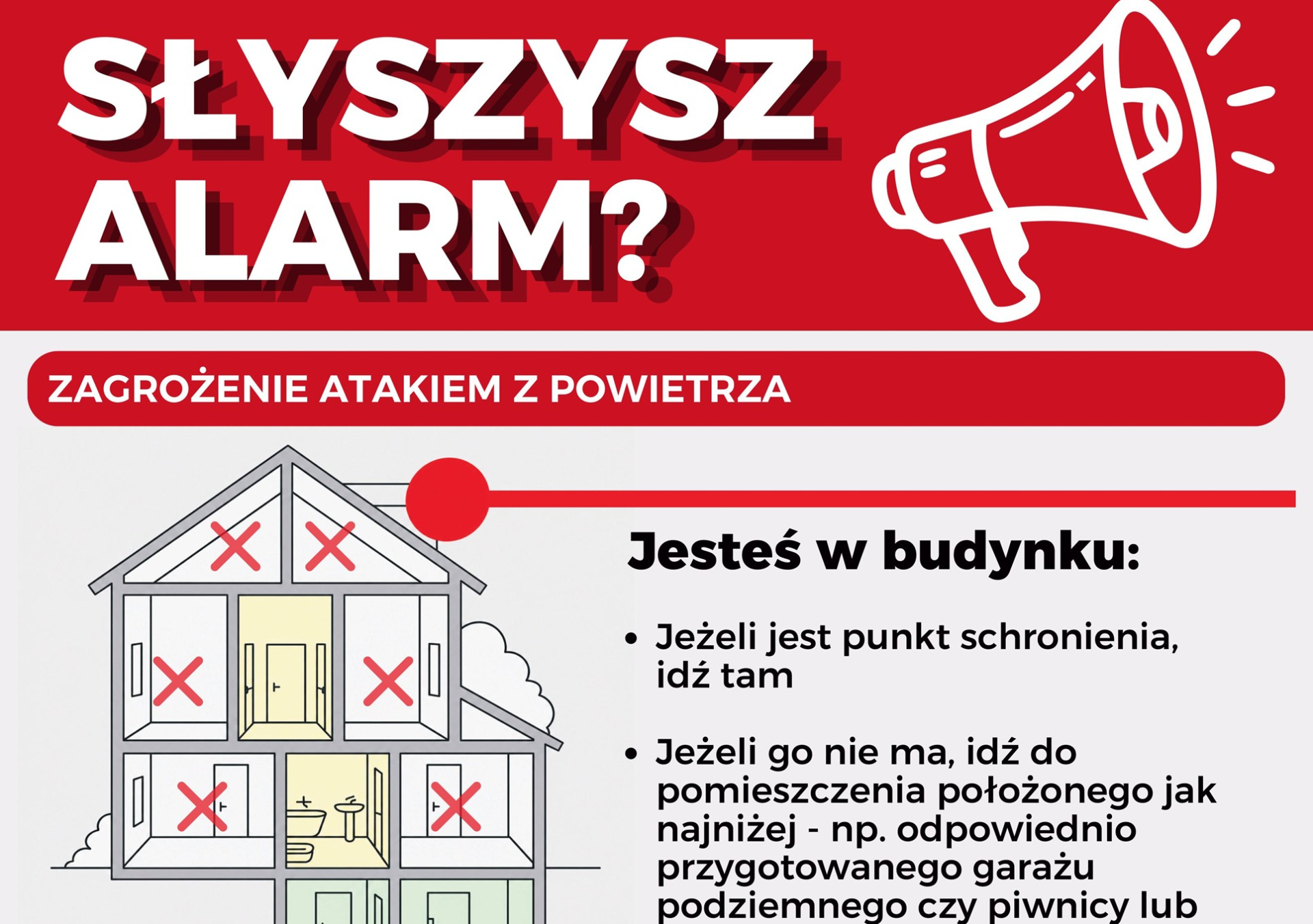 Jak reagować na alerty RCB i sygnały alarmowe w przypadku zagrożenia z powietrza